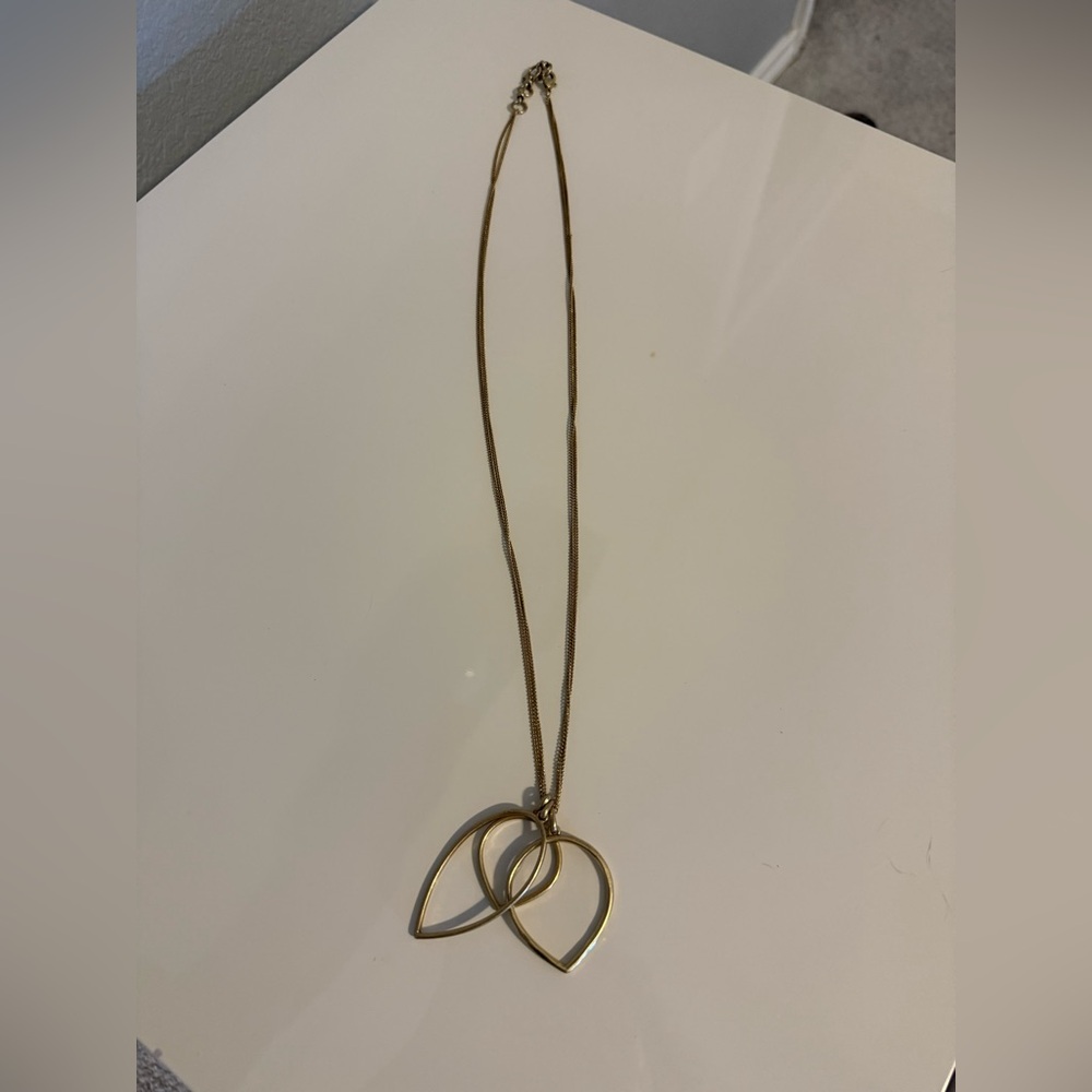 Lucky Brand Gold Long Triple Pendant Necklace